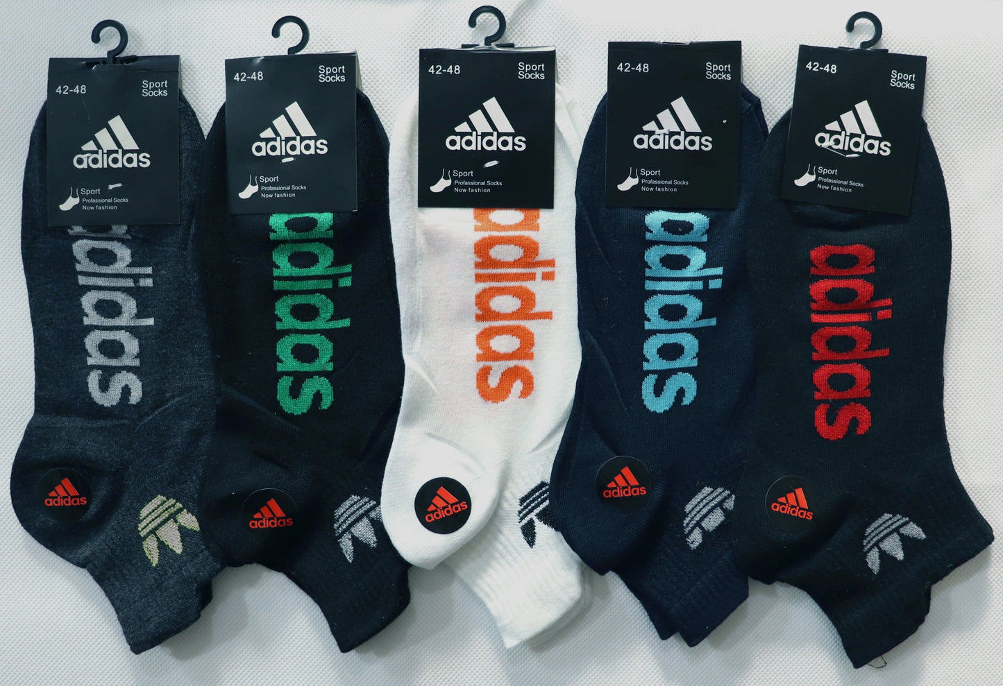 SKS053-ADS TREFOIL ANKLE LOGO PACK OF 5 PREMIUM ANKLE SOCKS
