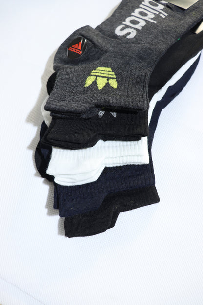 SKS053-ADS TREFOIL ANKLE LOGO PACK OF 5 PREMIUM ANKLE SOCKS